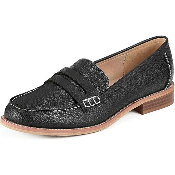 Women's Loafers Slip On Dress Shoes Comfortable Office Flats Low Block Heel SZ 6 - Picture 1 of 6